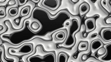 Yüzeyde pürüzsüz fraktal ses çizgili elementler var. Parlak, siyah ve beyaz arkaplan.