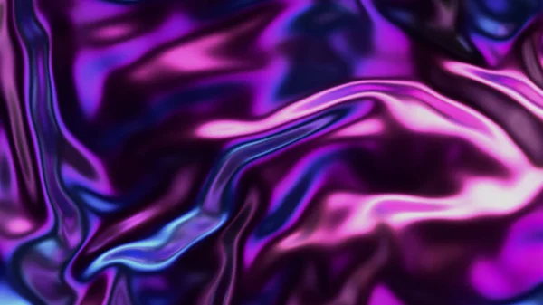 未来主义彩虹全息图波 金属箔背景 霓虹灯的波浪形表面 — 图库照片