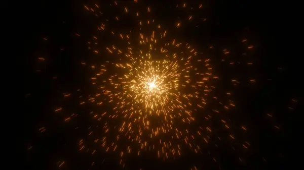 Fényes Ragyogó Kör Repülő Szikrák Részecskék Tűzijáték Mint Háttér — Stock Fotó