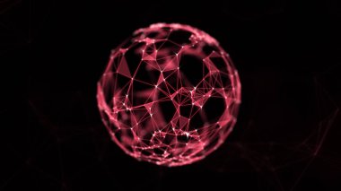 Çizgiler ve noktalardan soyut teknoloji küre arkaplanı. Boşluk geometrik arkaplanı