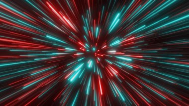 Uzayda, yıldız alanında. Soyut parçacıklar, neon ışınları arkaplanı.
