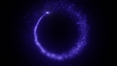 Parlak uçan parçacık kıvılcımları, daireler çizer, parlayan yıldızı takip eder..