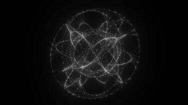 Yörüngesel çokgen küre akış şekli HUD, FUI elementi. Çizgi ve noktaları birleştiren pleksus biçimi.