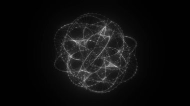 Yörüngesel çokgen küre akış şekli HUD, FUI elementi. Çizgi ve noktaları birleştiren pleksus biçimi.