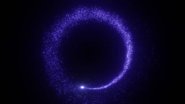 Parlak uçan parçacık kıvılcımları, daireler çizer, parlayan yıldızı takip eder..