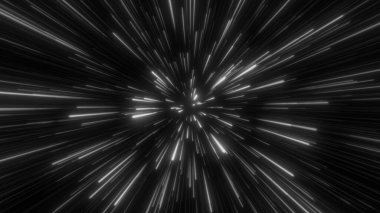 Uzayda, yıldız alanında. Soyut parçacıklar, neon ışınları arkaplanı.