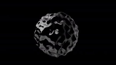 Sıvı sıvı damlası, metabol dönüşümlü animasyon. Parlak sıvı akışı organik molekülleri deforme ediyor. Gömülü alfa kanalı