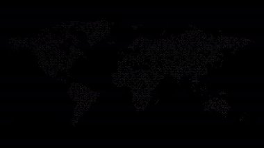 Dünya haritası parçacıklardan, noktalardan. Dijital Dünya gezegeni. Soyut canlandırma arkaplanı.