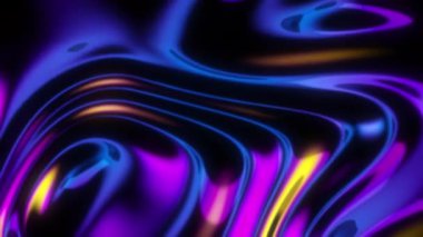 Geleceğin yanardöner holografik dalgaları. Metalik folyo hareket ediyor. Neon renkleri dalgalı yüzey