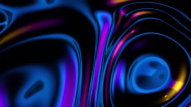 Geleceğin yanardöner holografik dalgaları. Metalik folyo hareket ediyor. Neon renkleri dalgalı yüzey