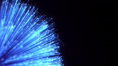 Optik fiber kılıf soyut hareket arkaplanı. Optik kabloların parlayan demeti döngü canlandırması