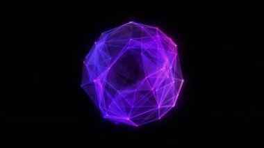 Animasyon çizgileri ve noktalardan soyut teknoloji küre arkaplanı. Kusursuz uzay geometrik arkaplan döngüsü