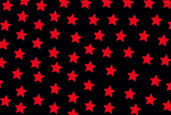 Repeating red stars isolated on black surface,flat layout
