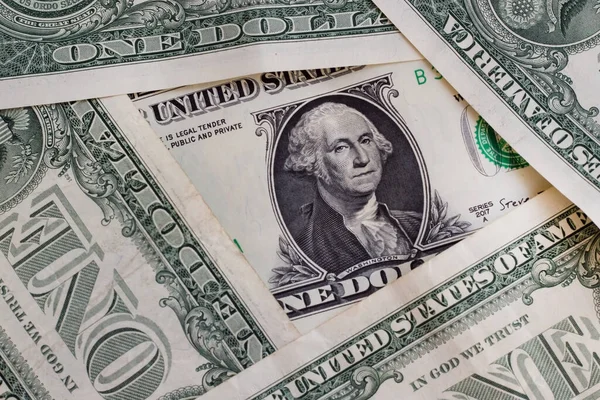 Primer Plano Retrato Billete Dólar Estadounidense Otros Billetes Recortado — Foto de Stock
