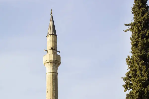 Historisk Moské Minaret Med Høyttaler Balkong – stockfoto