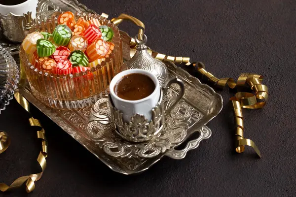 Een Zestiende Eeuwse Smaak Traditionele Turkse Harde Kleurrijke Snoep Akide Stockfoto