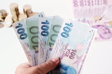 Yüz Türk Banknotuyla yüz Avro 'luk banknotlar elinde tutuluyor.