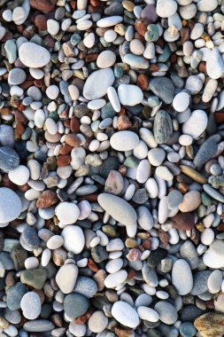 There are many stones of all sizes on the beach.,background