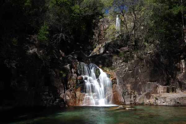 stock image A view of the Cascata Fecha de Barjas waterfalls in the Peneda-Geres National Park in Portugal