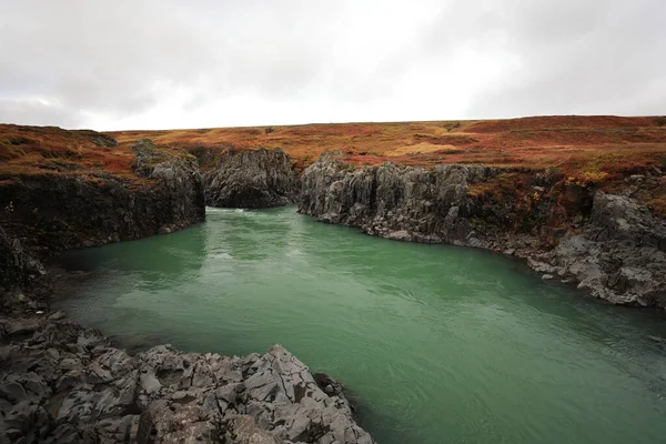 Kanion Rzeki Islandia Jesiennym Krajobrazie — Zdjęcie stockowe
