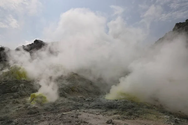 Morceaux Soufre Sur Volcan Actif Iozan Montagne Soufre Parc National — Photo