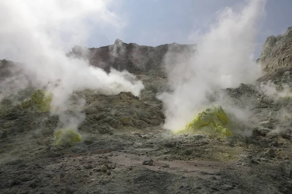Morceaux Soufre Sur Volcan Actif Iozan Montagne Soufre Parc National — Photo
