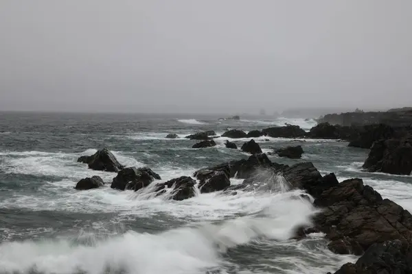 stock image A rocky shoreline on the Atlantic Ocean  in The Dungeon Provincial Park, Bonavista Peninsula Newfoundland and Labrador, Canada.