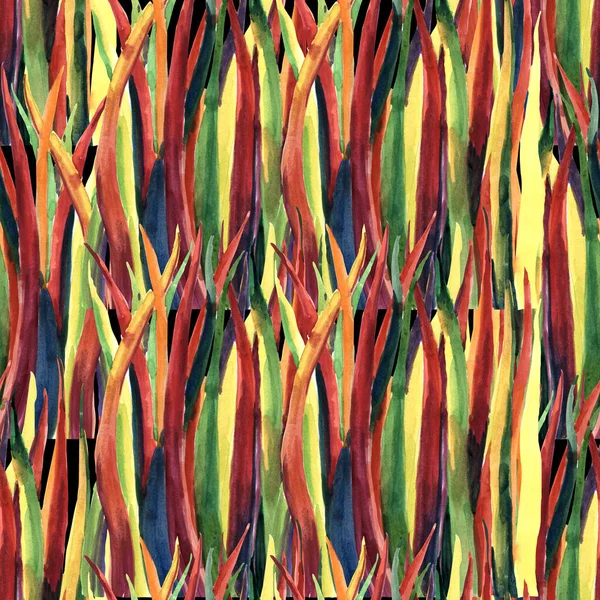 Malowanie Kolorowych Liści Akwarelą Dekoracji Tekstyliów Papierów Abstrakcyjny Bezszwowy Wzór — Zdjęcie stockowe