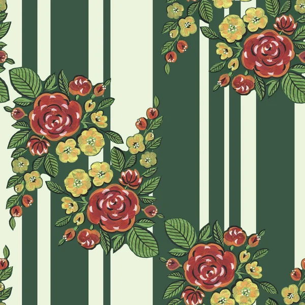 Patrón Sin Costuras Elementos Florales Decorativos Ilustración Popular Dibujada Mano —  Fotos de Stock
