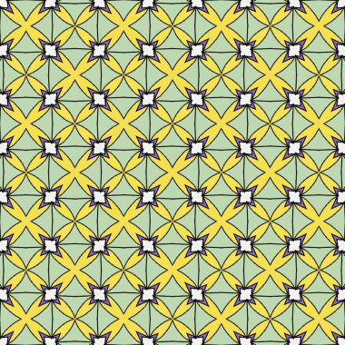 Soyut, pürüzsüz desen. Kumaş ve seramik için yeşil zemin üzerine el çizimi süsleme stili..