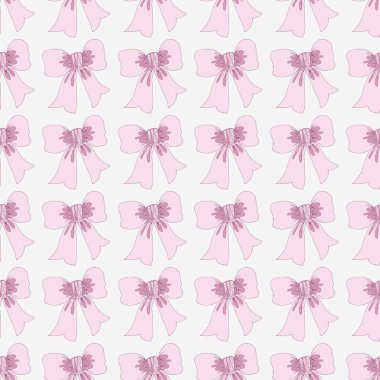 Beyaz arka planda pembe kurdele. Noel için şenlik masasının dekorasyonu için kusursuz desen.