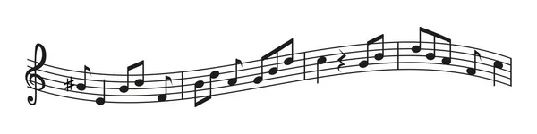 Ikon Musik Simbol Lagu Dengan Staf Kunci Dan Clef Tanda - Stok Vektor