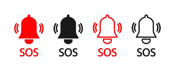 Sos Symbol Alarmknopf Für Mobiltelefon Klingelzeichen Für Den Notfall Symbol — Stockvektor