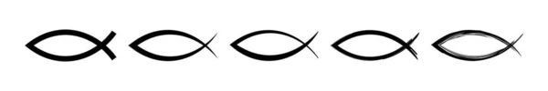 Икона Христианской Рыбы Знак Иисуса Логотип Христианства Религиозный Символ Веры — стоковый вектор