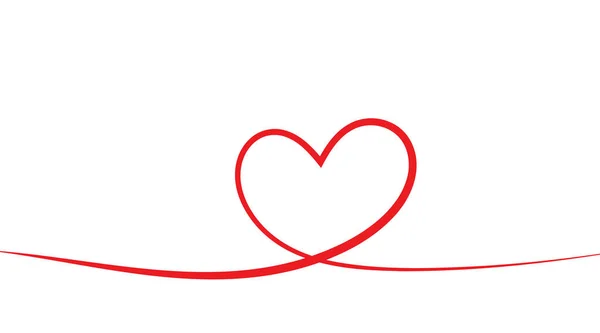 Непрерывная Красная Линия Сердца Понятие Любви Свадьбы Дня Рождения Романтический — стоковый вектор