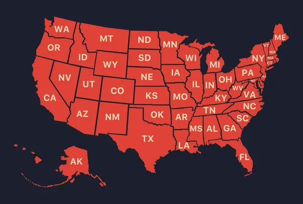 Mapa Estados Unidos América Mapa Contorno Rojo Estados Unidos Sobre Gráficos vectoriales