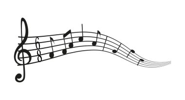 El sallayarak nota. Gitar için akor melodisi çizmek, piyano arkaplanı. Orkestra partisi için soyut bir şarkı. Vektör