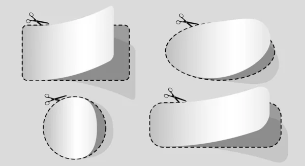 用剪子剪成的卷曲剪纸 为广告设计 Coupon 带有虚线边缘的凭证 矢量说明 — 图库矢量图片