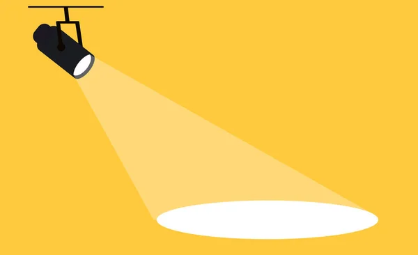Płaskie Światło Reflektora Żółtym Tle Projektor Plakatu Reklamowego Czarne Oświetlenie Wektory Stockowe bez tantiem