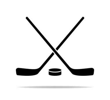 Siyah hokey ikonu. Hokey sopaları ve spor tasarımı için puck işareti. vektör