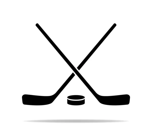 Siyah hokey ikonu. Hokey sopaları ve spor tasarımı için puck işareti. vektör