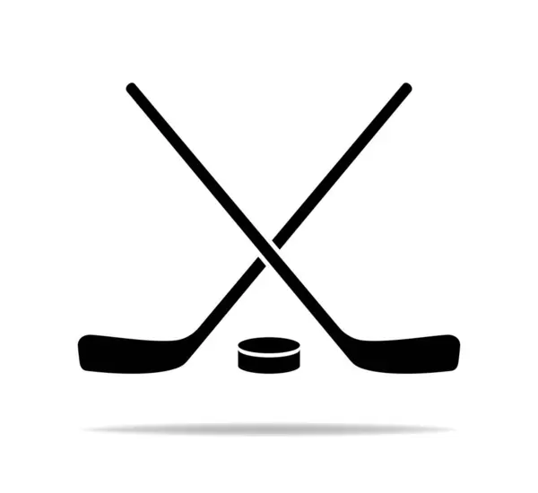 Černá Hokejová Ikona Hokejové Hole Pukem Znamení Pro Sportovní Design Stock Ilustrace