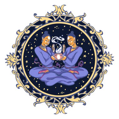 Beyaz arka planda Astrolojik Sembol - Gemini