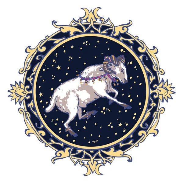 白色背景上的星座符号 白羊座 — 图库照片