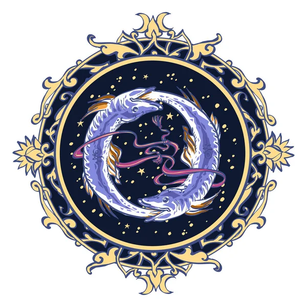Астрологічний Символ Білому Тлі Риби — стокове фото