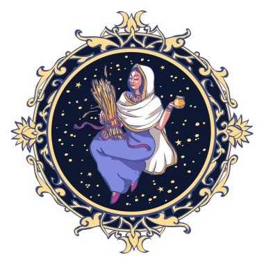 Beyaz arka planda Astrolojik sembol - Başak burcu