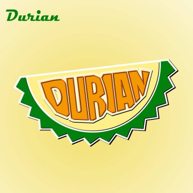 Sarı arka planda durian logosu. vektör illüstrasyonu.