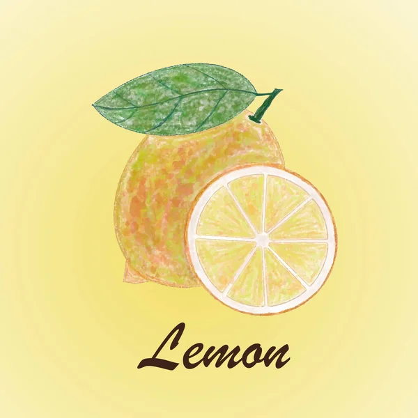 Sarı Arka Planda Limon Vektör Illüstrasyonu — Stok Vektör