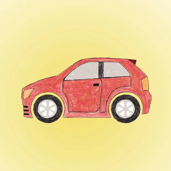 Auto Auf Gelbem Hintergrund Vektorillustration — Stockvektor