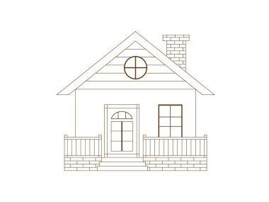 Beyaz arka plandaki ev. vektör illüstrasyonu.